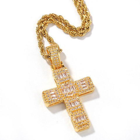 Crisso Baguette Cross Necklace