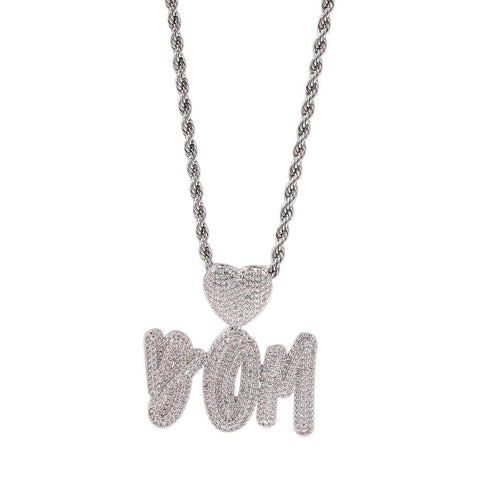 Custom Double-layer Font With Heart Clasp Pendant