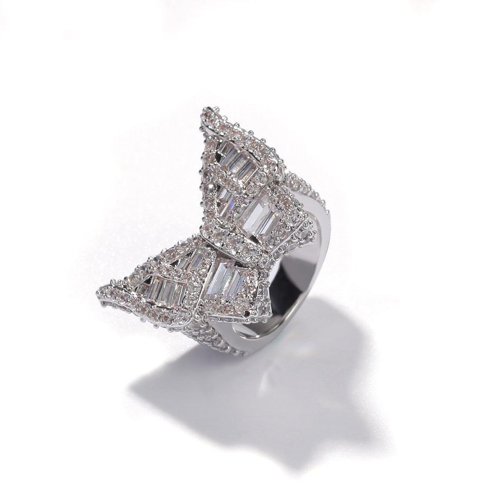 IceOnHer® Staple butterfly ring